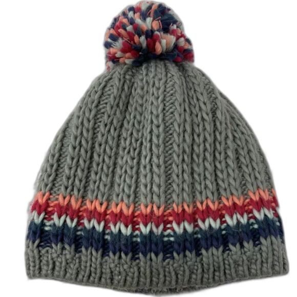 REI Teens Kids size 7-14 years Acrylic Knit Beanie w/ Pom-Pom and Logo SOFT - Picture 1 of 5